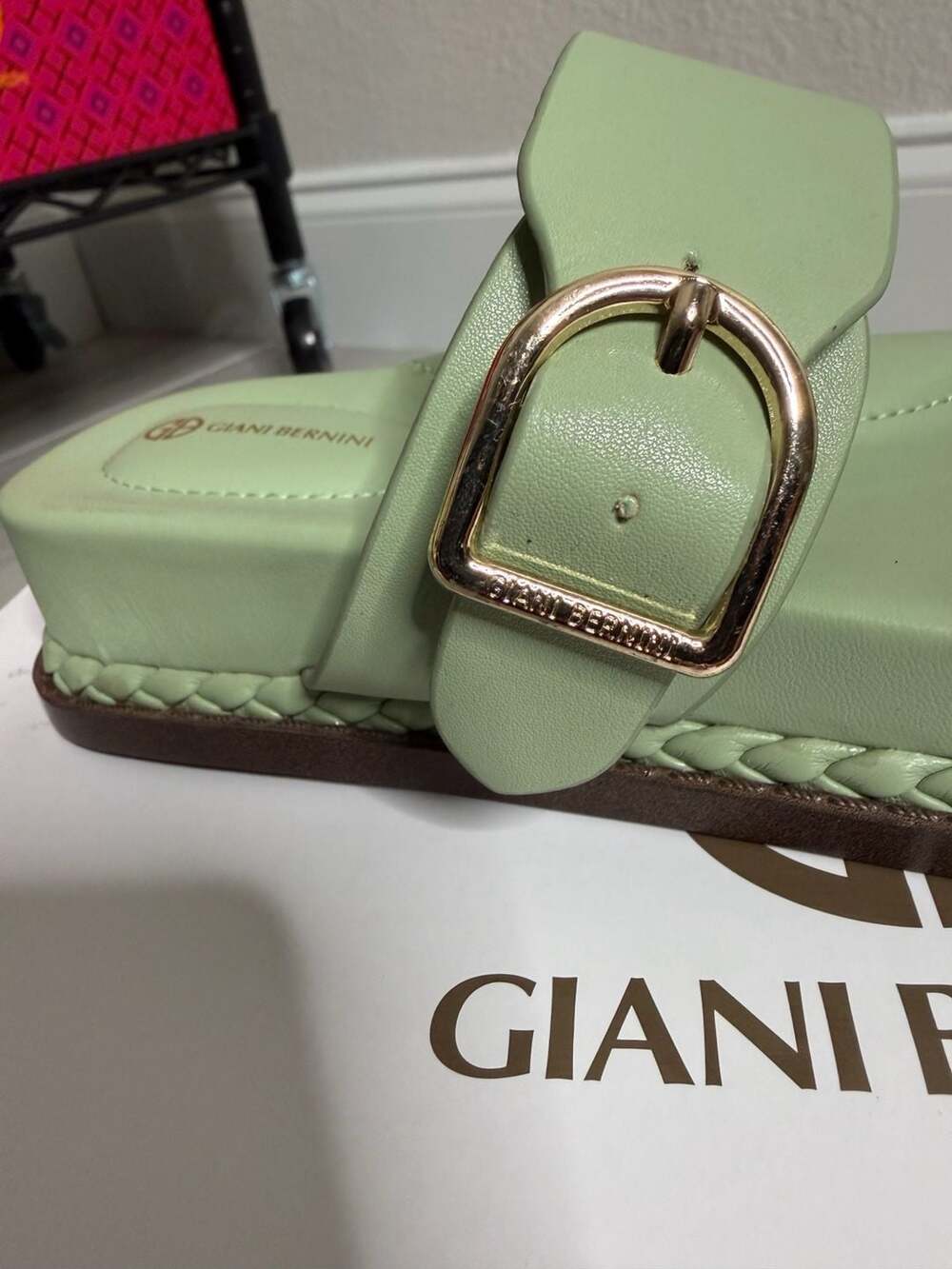 Giani Bernini GianaaP Double Band Slide Sandals Tender Green Retail $70 - Picture 2 of 10